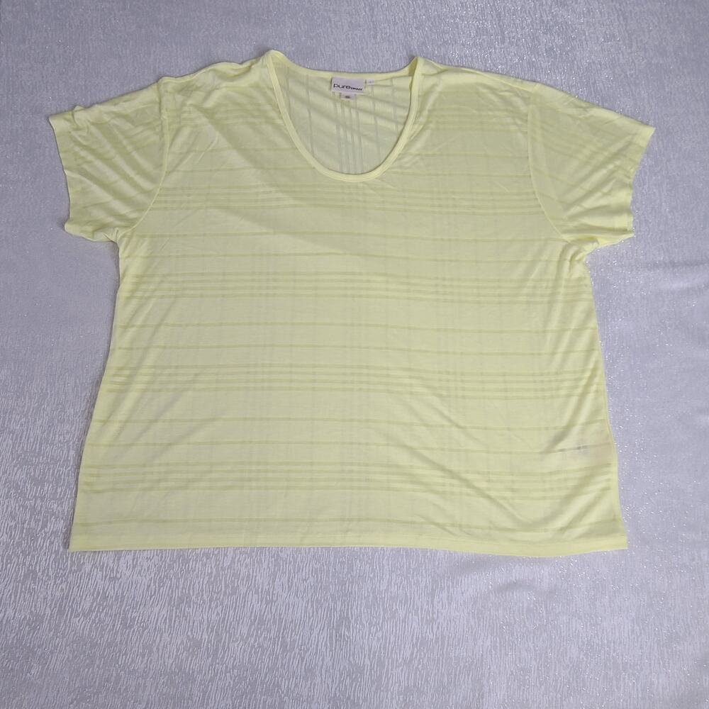 PURE DKNY Butter yellow women's boxy tshirt Size Large amazingly Soft - Picture 2 of 7
